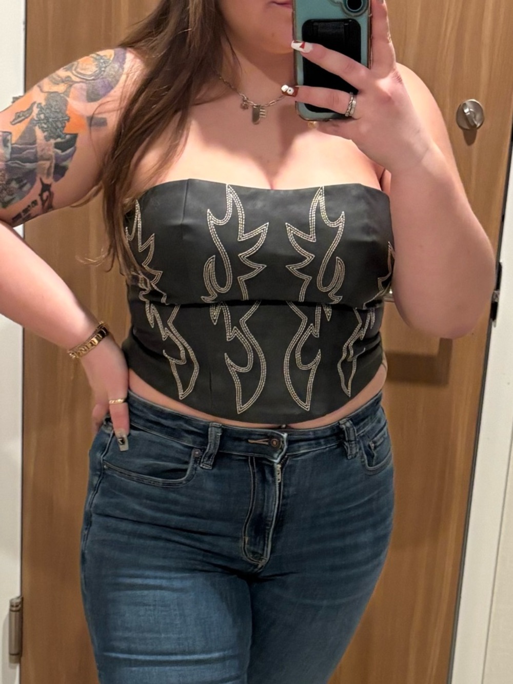 Boot stitch corset in black
